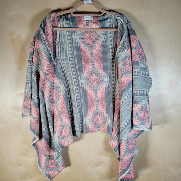 Dreamers Multicolor Gray Aztec Southwest Open Cardigan Sweater Women Size S/M - Picture 6 of 10